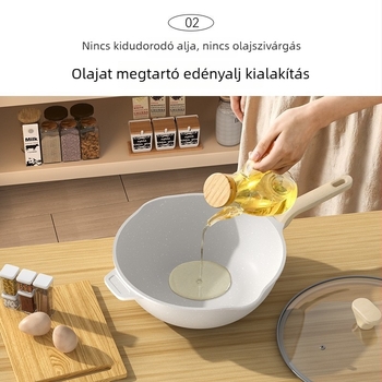 Maifan kőből készült tapadásmentes serpenyő, füstmentes főzéshez, wok, leveses és tejfőző edény, univerzális minden tűzhelyhez