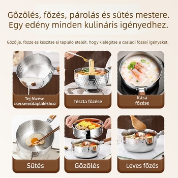 316L rozsdamentes acélból készült Yukihira edény, többrétegű, fedő nélküli, vastag falú, tej és bébiételhez, pároláshoz, főtt tésztákhoz és leveshez