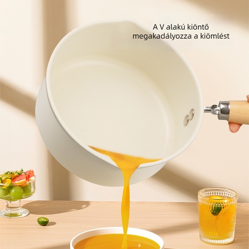 Kerámiás tejfőző edény, tapadásmentes, mini leveses lábas babaételekhez, üvegfedővel