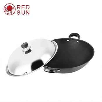 Red Sun keményen anodizált mangán-titán ötvözetű wok kettős alappal, tapadásmentes