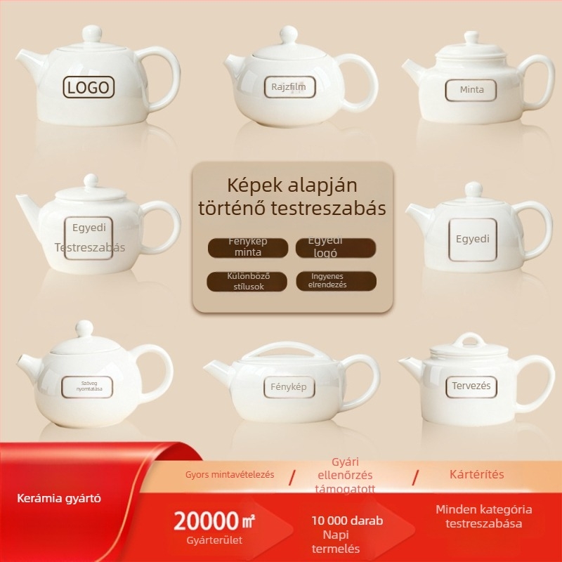 Porcelán teás készlet fedeles edényekkel, testre szabható minták, mintakészítés