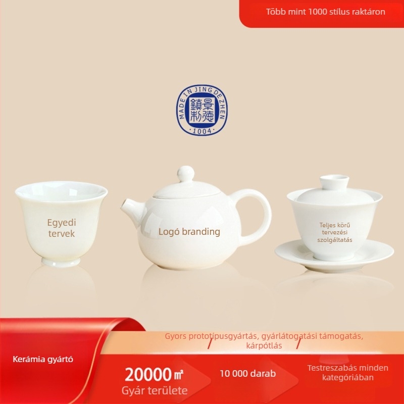 Porcelán teás készlet fedeles edényekkel, testre szabható minták, mintakészítés