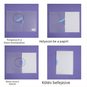 Rotációs csíptetős mappa, átlátszó dokumentummappa, A4 méret, EQ321 modell, rudcsipesz, A5 fedél, B5 formátum