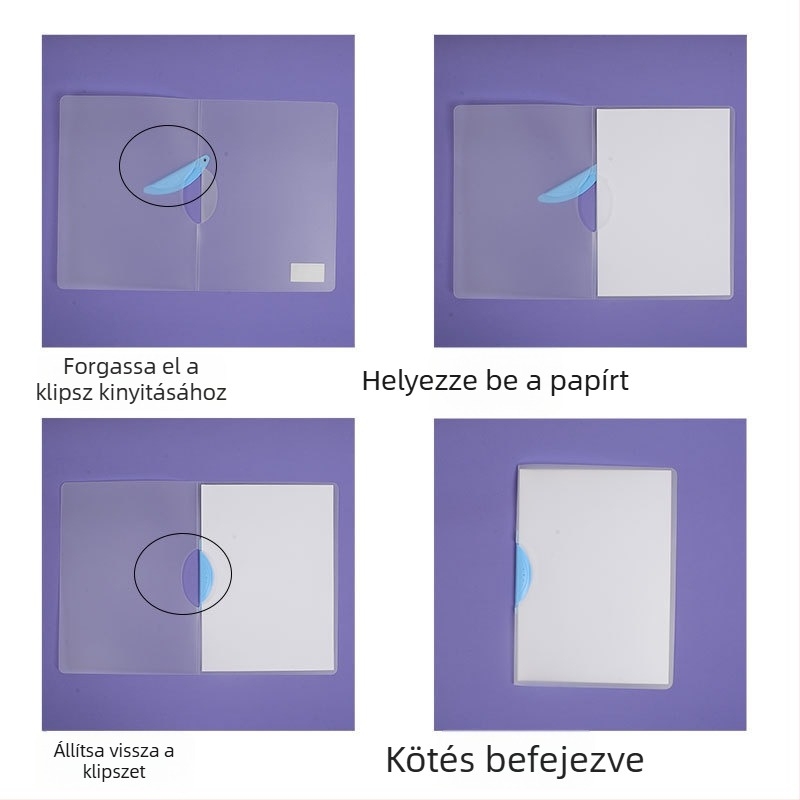 Rotációs csíptetős mappa, átlátszó dokumentummappa, A4 méret, EQ321 modell, rudcsipesz, A5 fedél, B5 formátum