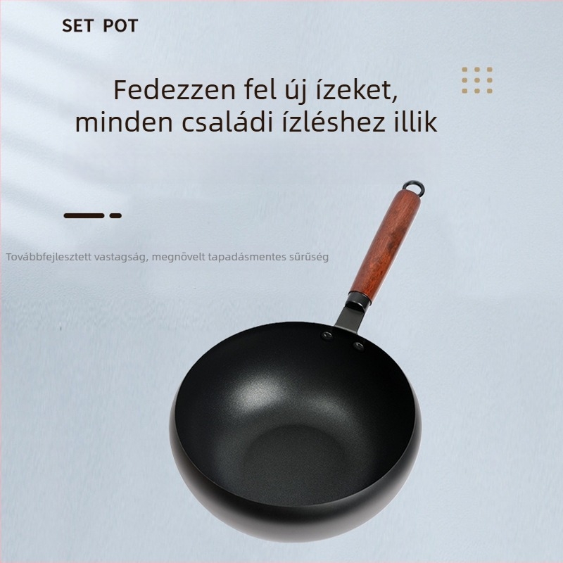 Mély nitridálással kezelt bevonat nélküli öntöttvas fazék, tapadásmentes, kör alakú