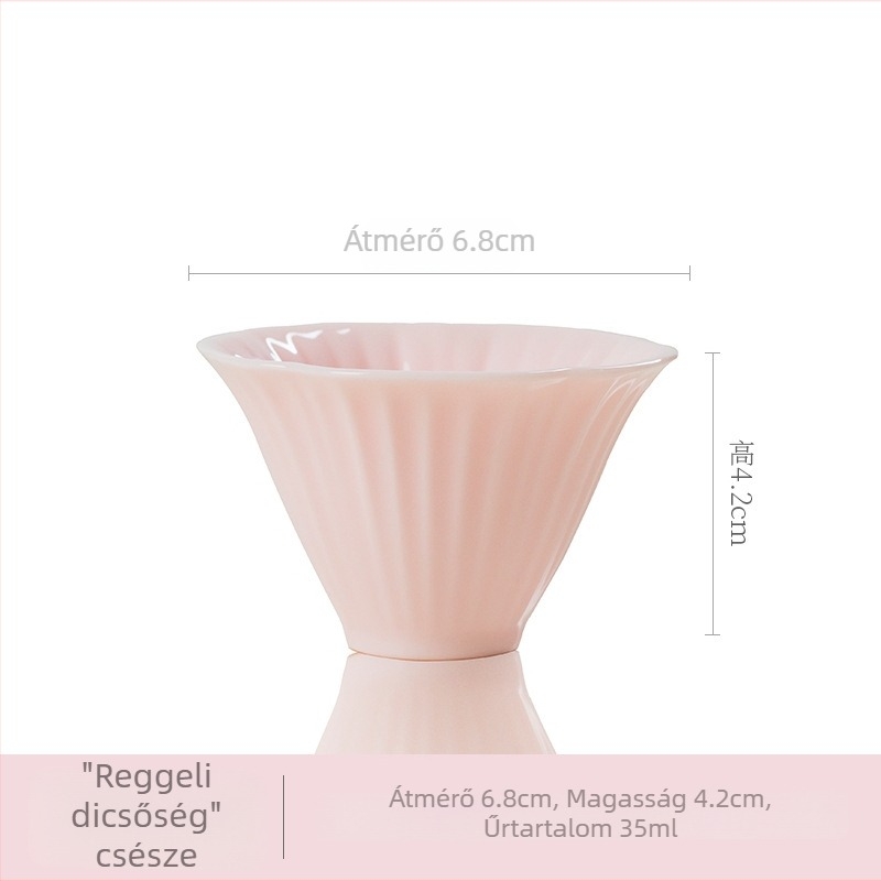 Rózsaszín kézzel készített porcelán teáscsésze, egy darabos, Kung Fu teás tál, kreatív kis teáscsésze