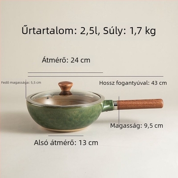 Fogantyúval ellátott kerámia főzőedény bevonat nélküli, tapadásmentes és hőálló
