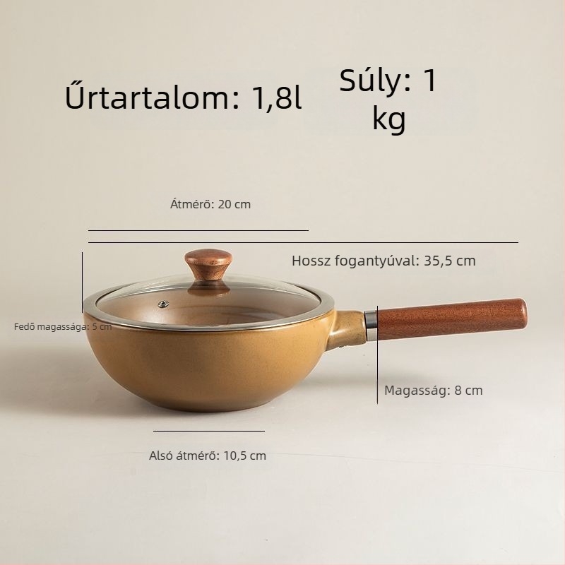 Fogantyúval ellátott kerámia főzőedény bevonat nélküli, tapadásmentes és hőálló