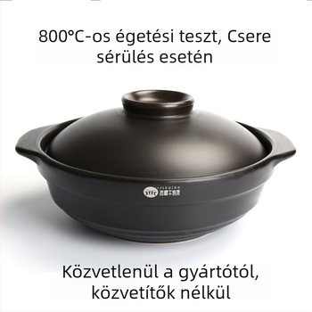 Nyílt lángon használható kerámia kaserola, ellenáll a magas hőmérsékleteknek 800°C-ig, repedésálló, párolt ételekhez ideális.