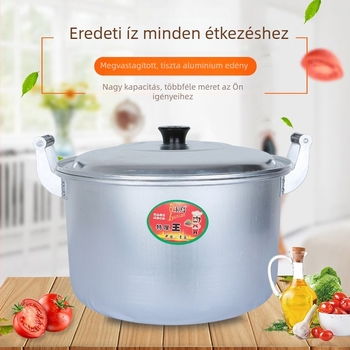 Nagy kapacitású öreg-stílusú alumínium levesfazék bevonat nélküli, két füllel, otthoni és szállodai használatra