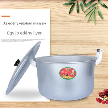 Nagy kapacitású öreg-stílusú alumínium levesfazék bevonat nélküli, két füllel, otthoni és szállodai használatra
