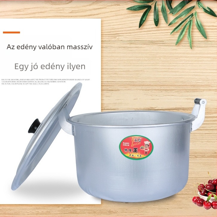 Nagy kapacitású öreg-stílusú alumínium levesfazék bevonat nélküli, két füllel, otthoni és szállodai használatra