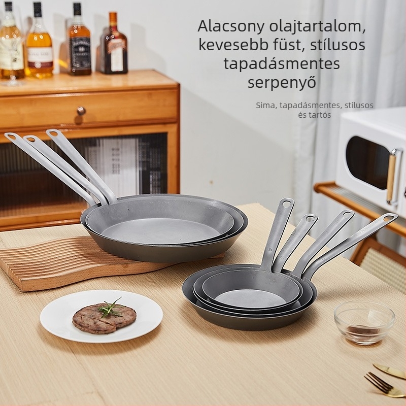 Öntöttvas serpenyő sík aljzattal, tapadásmentes, mini tojásserpenyő, kempingezéshez és steak készítéséhez