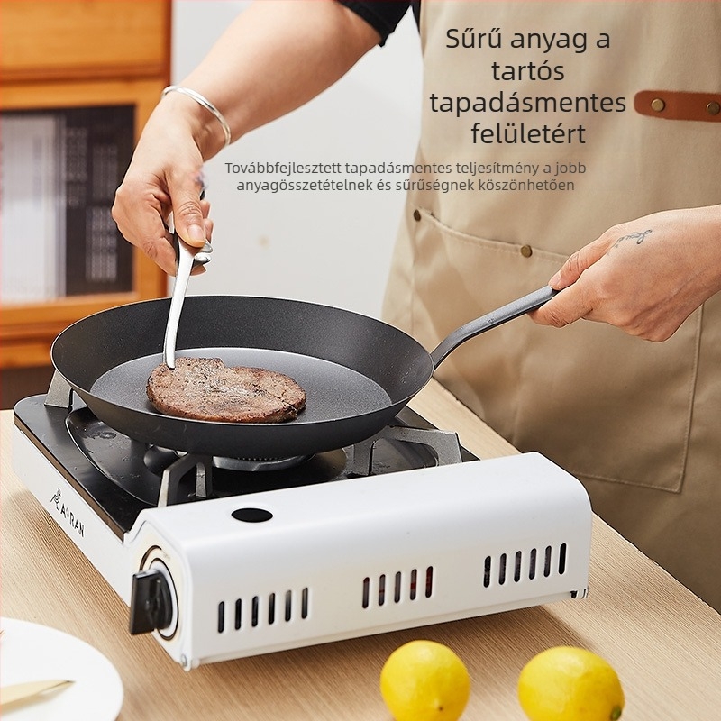 Öntöttvas serpenyő sík aljzattal, tapadásmentes, mini tojásserpenyő, kempingezéshez és steak készítéséhez