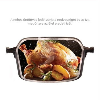 26 cm-es mély vasfazék két fogantyúval – többfunkciós edény sütéshez, pirításhoz és pároláshoz, 3,1–4 L