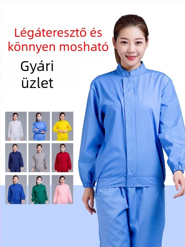 Hosszú ujjú, négy évszakos, lélegző, több színű élelmiszeripari munkaruha készlet pormentes kivitelben