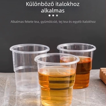 50 darab egyszer használatos vastagított műanyag pohár, átlátszó, 201–300 ml, háztartási és irodai használatra