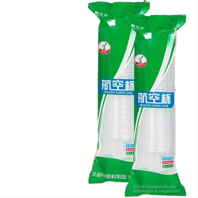 50 darab egyszer használatos vastagított műanyag pohár, átlátszó, 201–300 ml, háztartási és irodai használatra