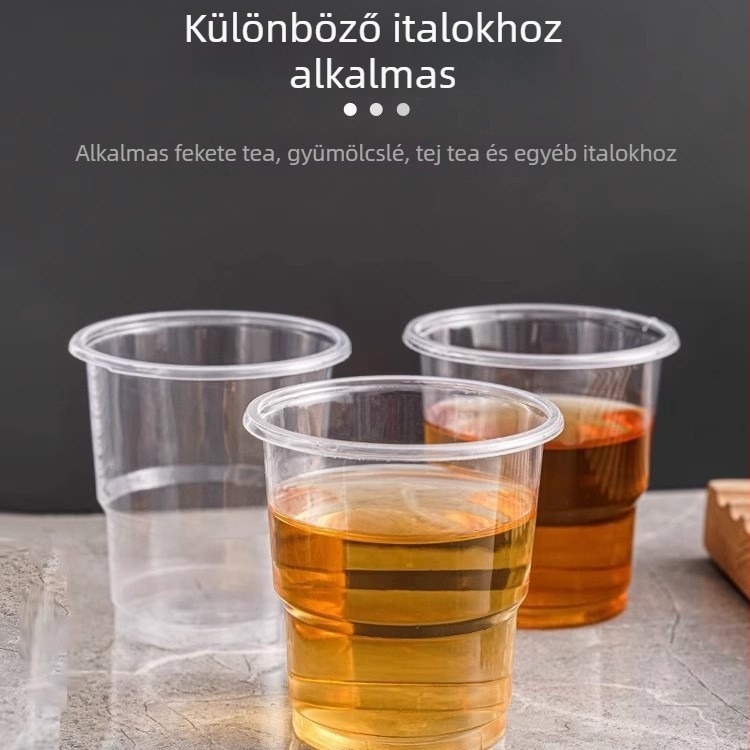 50 darab egyszer használatos vastagított műanyag pohár, átlátszó, 201–300 ml, háztartási és irodai használatra
