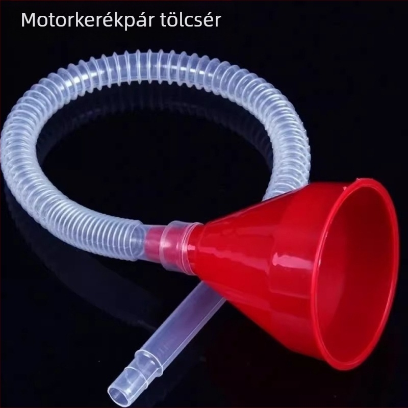 Műanyag hosszúcsövű töltőcső motorkerékpárok és autók számára, hosszított tölcsérrel, érintésmentes feltöltés