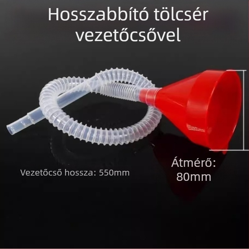 Műanyag hosszúcsövű töltőcső motorkerékpárok és autók számára, hosszított tölcsérrel, érintésmentes feltöltés