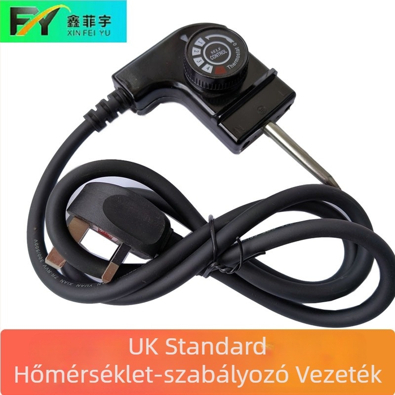 Brit stílusú hárompin csatlakozó kábel, 13A, tiszta réz termosztát vezetővel elektromos főzőedényhez/grillhez, lapos dugasz