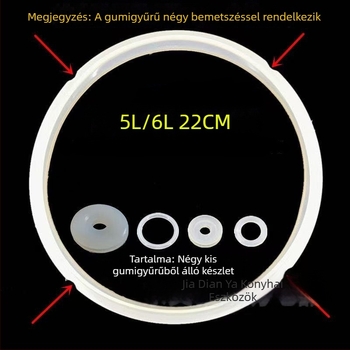 5 L-es elektromos nyomás alatti főzőedény tömítőgyűrű készlet – 22 cm szilikon tömítőgyűrű és 22 cm gumitömítés