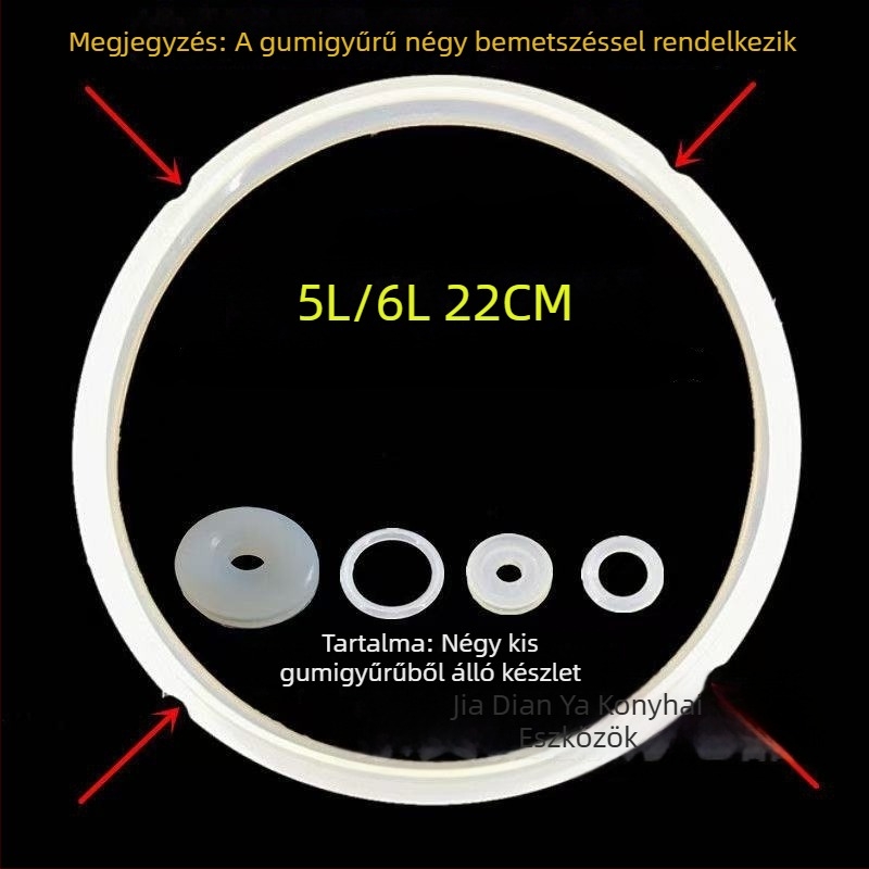 5 L-es elektromos nyomás alatti főzőedény tömítőgyűrű készlet – 22 cm szilikon tömítőgyűrű és 22 cm gumitömítés