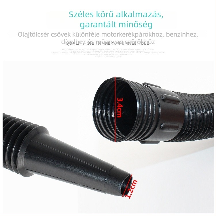 Autó- és motorkerékpár üzemanyag tölcsére szűrővel, injekciós öntésű, 145 mm, fekete