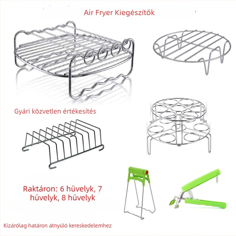 Kétoldalas rozsdamentes acél grillrács forrólevegős fritőzhöz, 6/7/8 hüvelyk