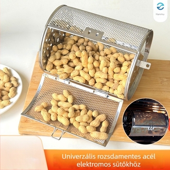 Rozsdamentes acélból készült forgó barbecue ketrec, cilindrikus grill-kiegészítő