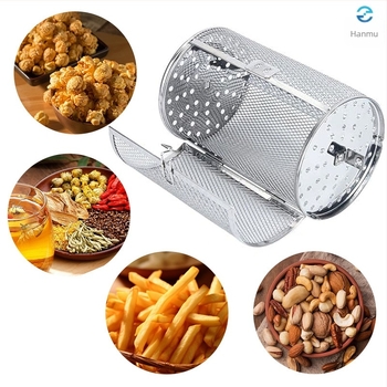 Rozsdamentes acélból készült forgó barbecue ketrec, cilindrikus grill-kiegészítő