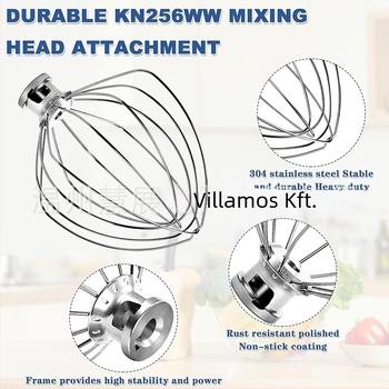 KN256WW Rozsdamentes acélból készült tojáshabosító kiegészítő KitchenAid 6QT tálemelő mixerhez