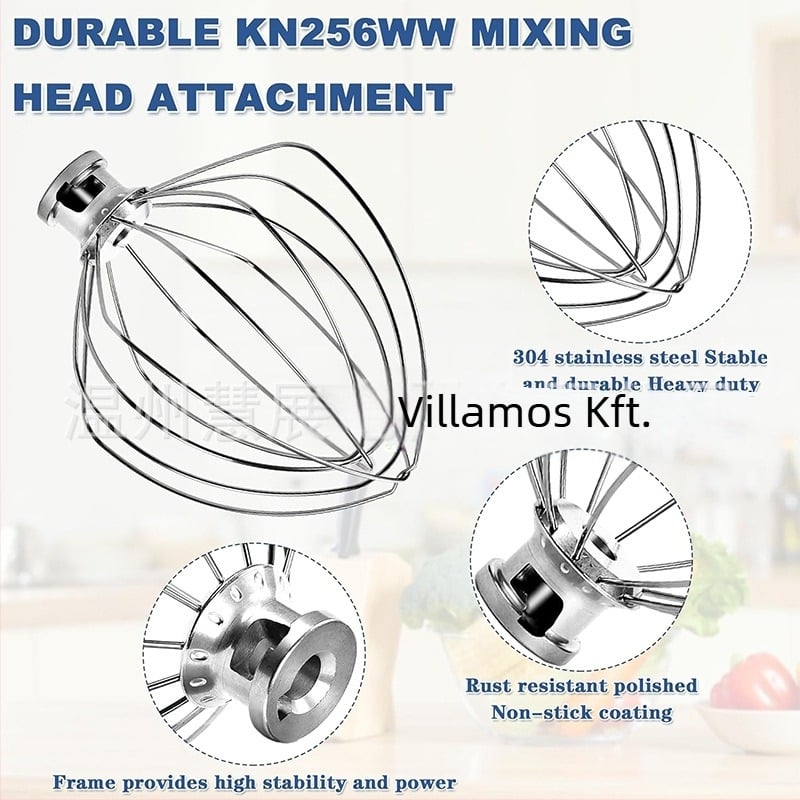 KN256WW Rozsdamentes acélból készült tojáshabosító kiegészítő KitchenAid 6QT tálemelő mixerhez