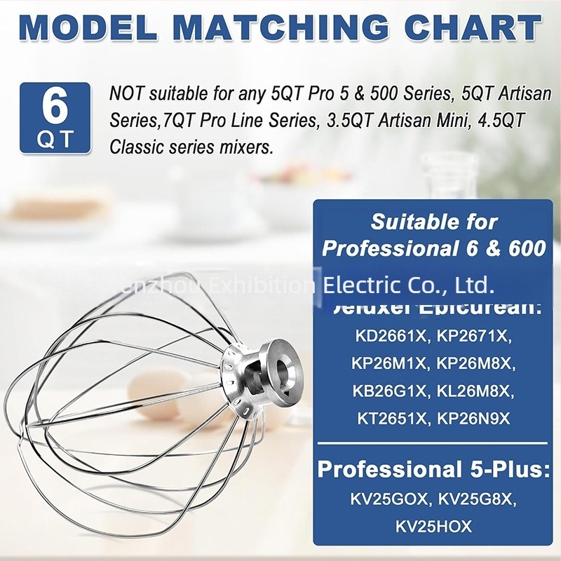 KN256WW Rozsdamentes acélból készült tojáshabosító kiegészítő KitchenAid 6QT tálemelő mixerhez