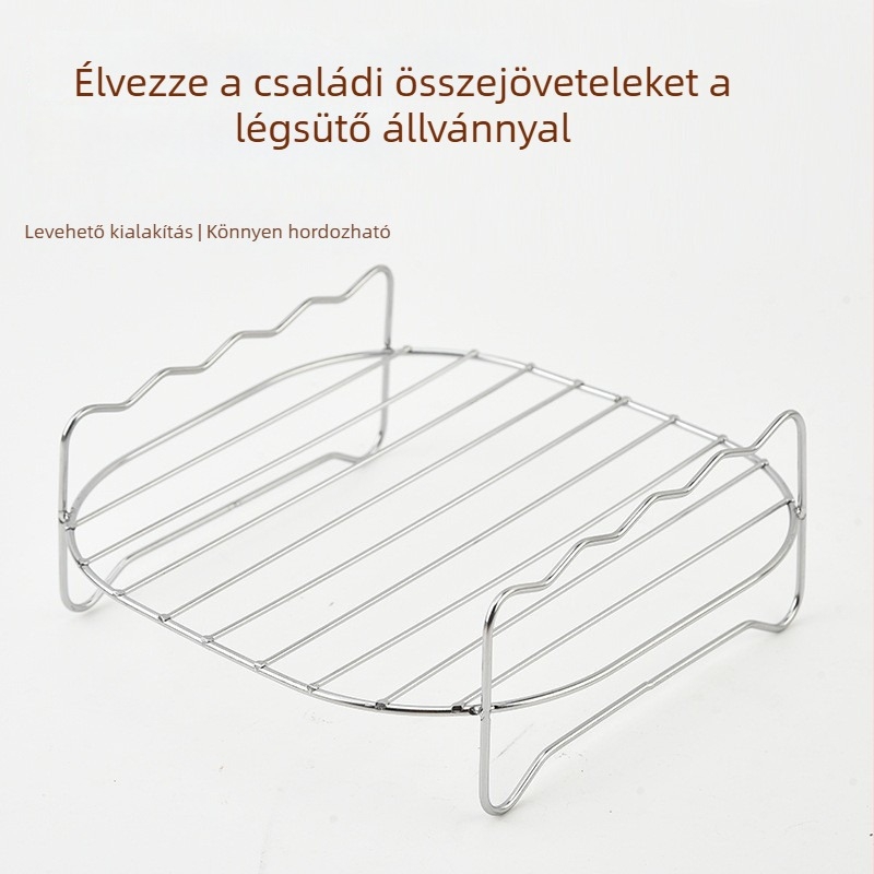430 rozsdamentes acélból készült grillsín légsütőhöz, gőzölő rács kiegészítők, grillnyársak és kerek pirítós kenyér rács