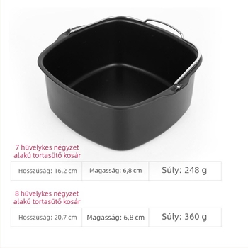 Négyzet alakú torta kosár légsütőhöz, kompatibil 3,8–8 qt négyzetes készülékekhez