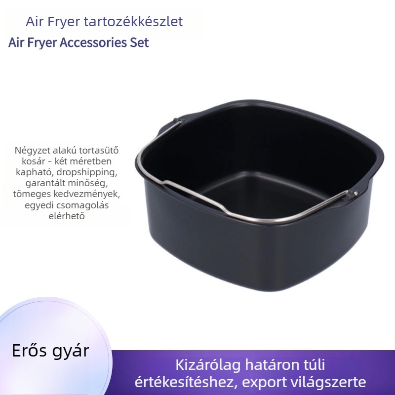 Négyzet alakú torta kosár légsütőhöz, kompatibil 3,8–8 qt négyzetes készülékekhez