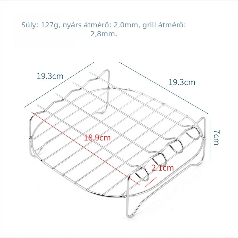 Rozsdamentes acél grill- és gőzölő rács, dupla edény tartozékok, multifunkcionális légsütő kiegészítők grillhez