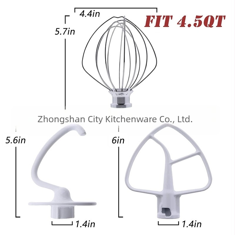 KitchenAid konyhai gép kiegészítő készlet: acél drótos tojáshabáló K45WW, tésztahorog K45DH, keverő K45B
