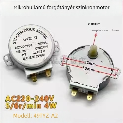 Üvegtálas mikrohullámú sütőhöz tartozó motor, modell 49TYZ-A2, 220V, karomszerű pólusú állandó mágneses szinkronmotor