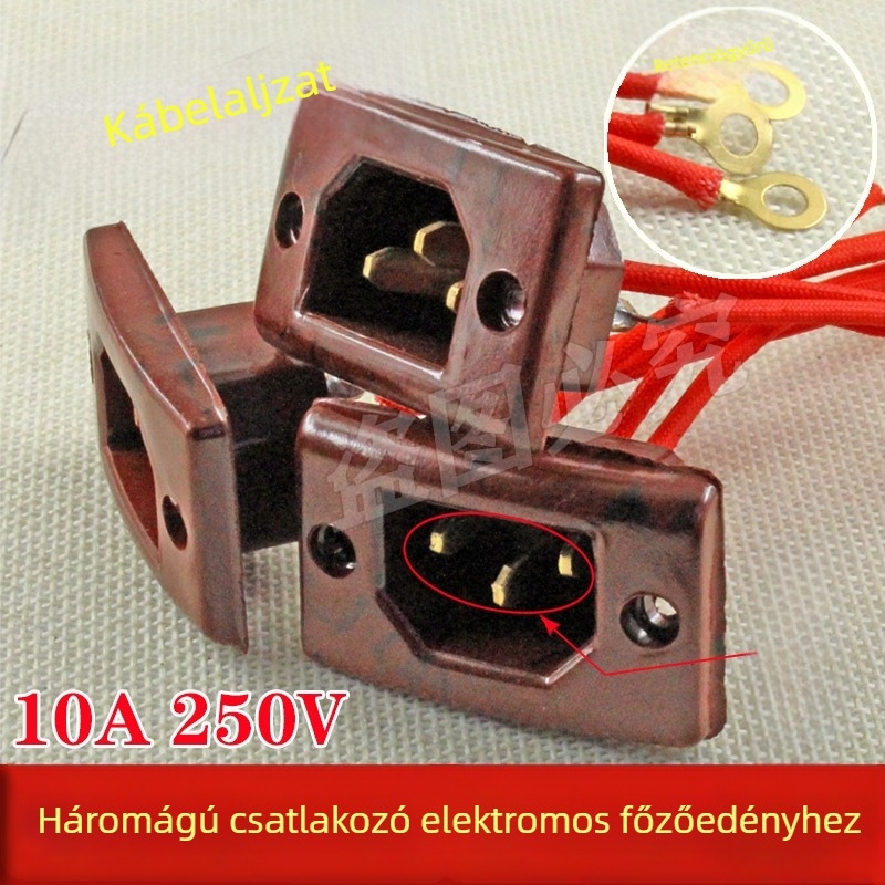 16A-s hárompólusú kerámia Bakelit dugó és aljzat — kiegészítő elektromos wokhoz, edényhez és rizsfőzőhöz