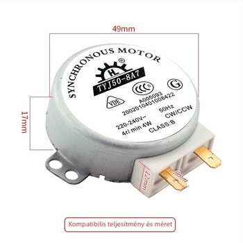 TYJ50-8A7 Mikrohullámú sütő szinkronos forgótárcsás motor – cserealkatrész