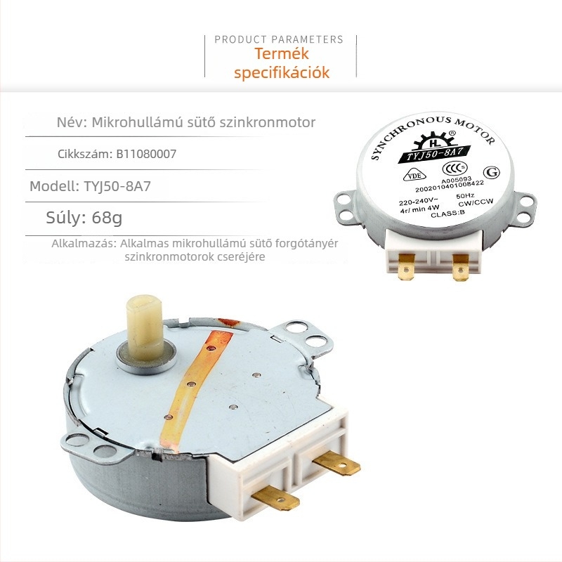 TYJ50-8A7 Mikrohullámú sütő szinkronos forgótárcsás motor – cserealkatrész