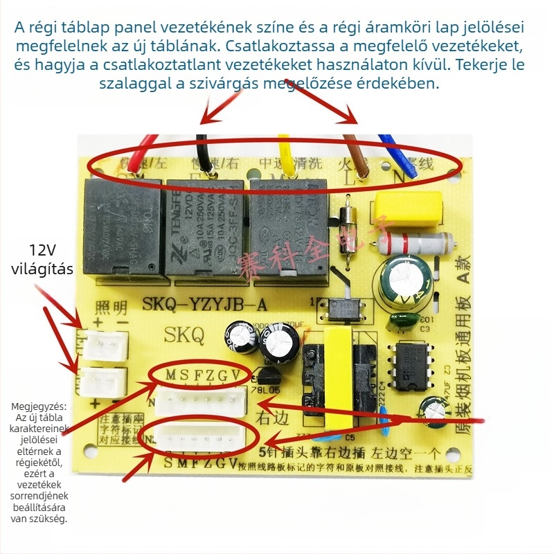 Konyhai páraelszívóhoz egyetemes vezérlő- és tápegység PCB, javító modul a vezérlőegységhez, kompatibilis 5‑pin és 6‑pin csatlakozókkal