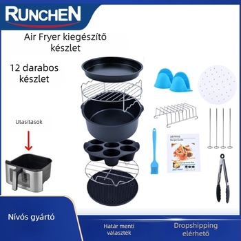 Légsütő kiegészítő készlet – univerzális, 12 darab, torta forma és pizza tepsi