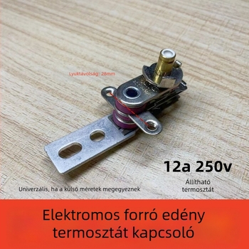Elektromos forróedényhez és rizsfőzőhöz való termosztát állítható hőmérséklet-vezérlő kapcsolóval, 12A hosszú fogantyújú korlátozó, kiegészítő (új)