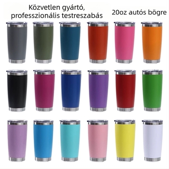20 oz rozsdamentes acél autó pohár kettős falú szigeteléssel és fedéllel, nagy kapacitású sör termosz