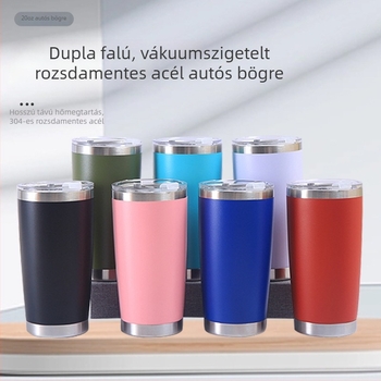 20 oz rozsdamentes acél autó pohár kettős falú szigeteléssel és fedéllel, nagy kapacitású sör termosz