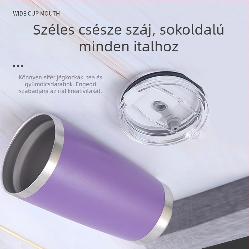 20 oz rozsdamentes acél autó pohár kettős falú szigeteléssel és fedéllel, nagy kapacitású sör termosz